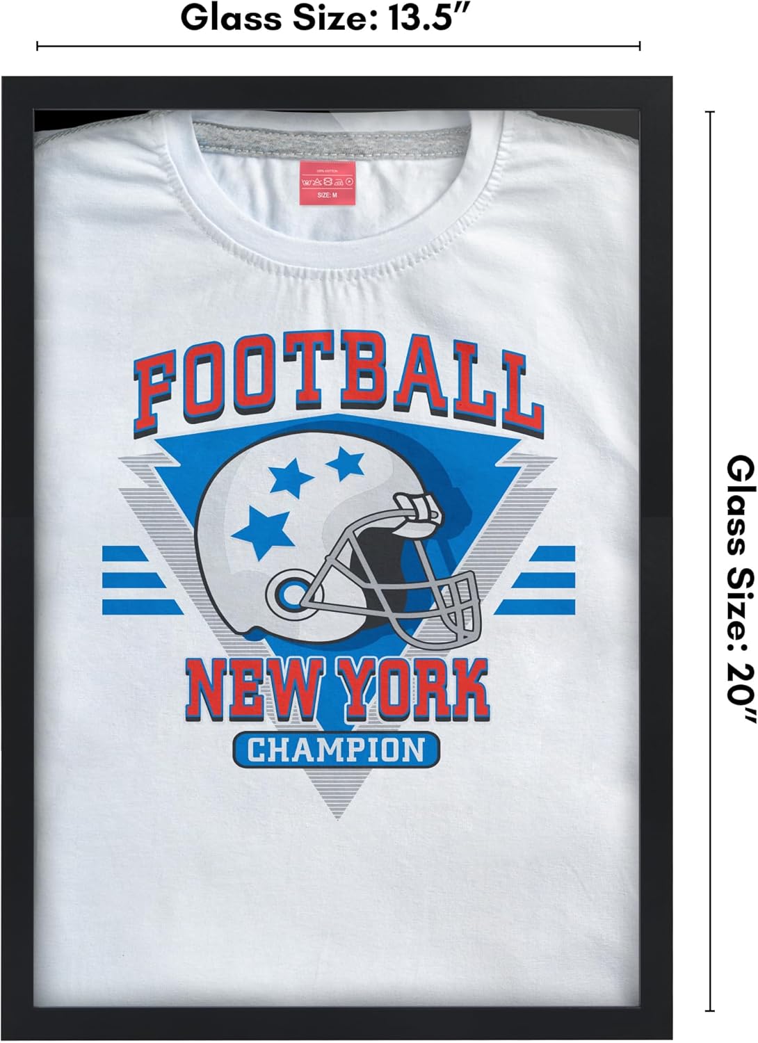 americanflat t-shirt frame - 13.5x20 frame with shatter-resistant glass and folding insert - all-star collection - black tshirt frames for wall display - ideal for sports memorabilia or graphic tees black large t-shirt frame