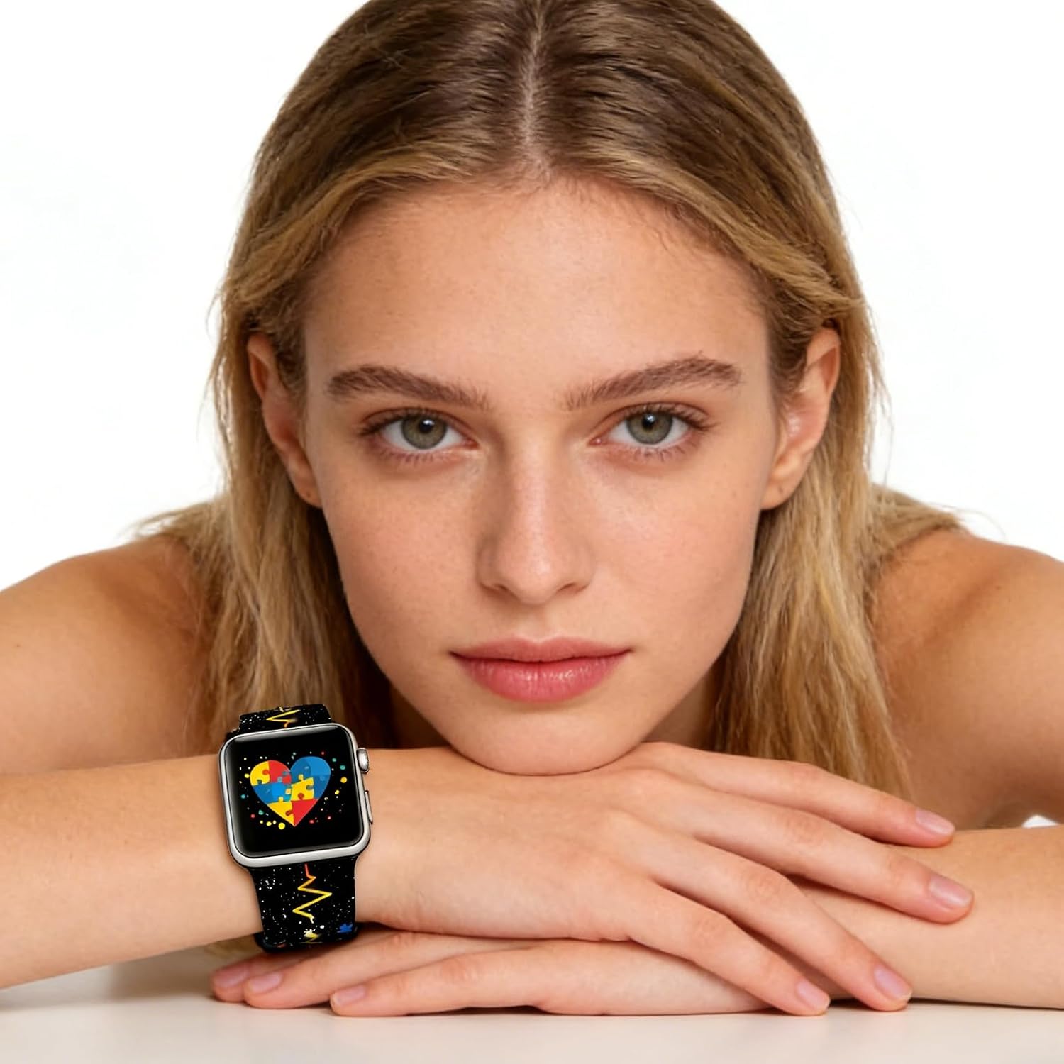 Autism Awareness Watch Band Compatible with Apple Watch Band 38mm 40mm 41mm 42mm 44mm 45mm 46mm 49mm, Soft Silicone Waterproof Strap for iWatch Bands Series 10 9 Ultra 8 7 6 5 4 3 2 1 SE Women Men