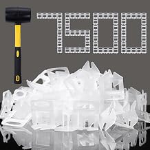 Tile Leveling System 1/16 Inch Spacers Tile Leveler Clips 7500 Pcs and 16 oz Rubber Mallet Hammer .Tile Tools Set for Professional Ceramic and Stone Installation