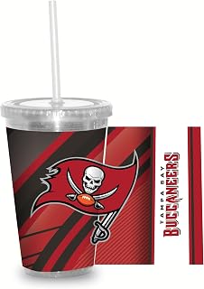 Rico Industries NFL Football 16oz Clear Tumbler W/Straw for NFL Fans