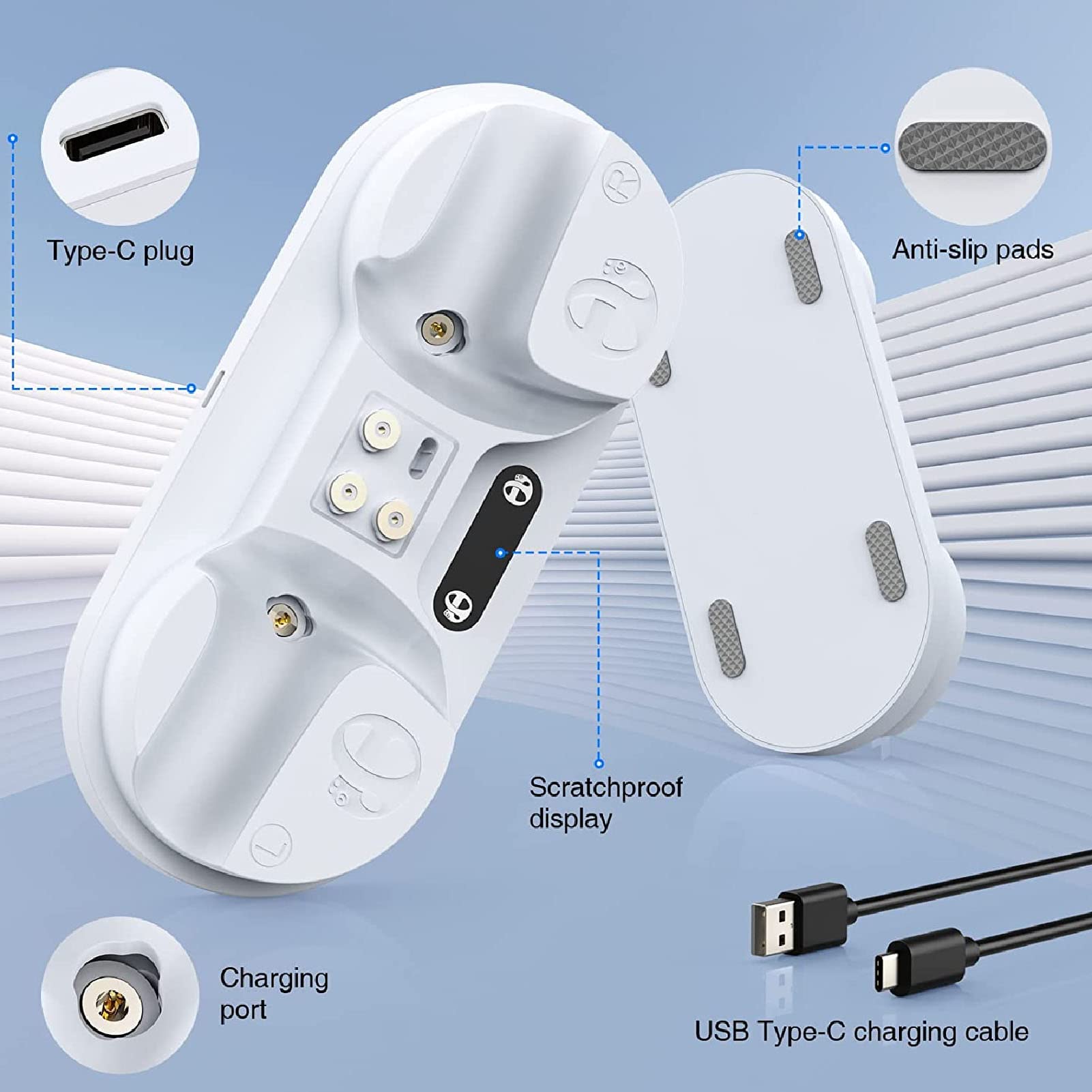 Stazione di Ricarica per Controller VR, Dock con Supporto e Doppio Caricatore Magnetico a Ricarica Rapida, Indicatore LED, per Controllori Sensore VR