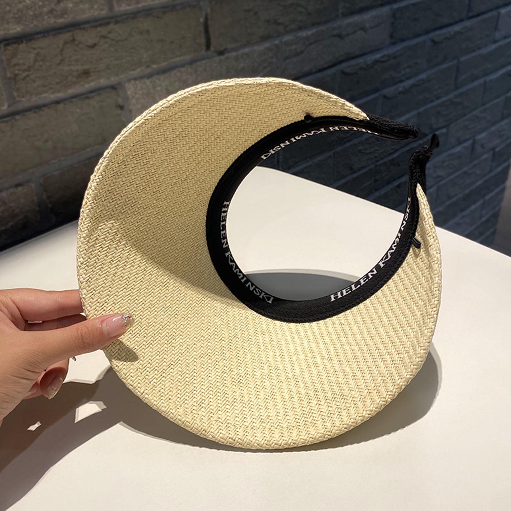 Strandhüte für Frauen mit breitem Krempe Hut Sonnenschutz Strohhut Falten Hut Sommer UV -Schutz Visors Beige-56-58cm