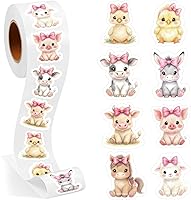 Vista 19 de 1 rollo de calcomanías de dinosaurio de animales, recompensa, suministros de oficina, incentivos, animales, calcomanías de fiesta de Navidad, 500