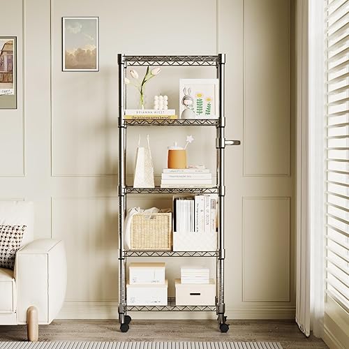 Miniatura 12 de Estantería de almacenamiento de 4 niveles, estantes de metal de 70.8 pulgadas de ancho, estantes de despensa en forma de L de 59 pulgadas de alto,