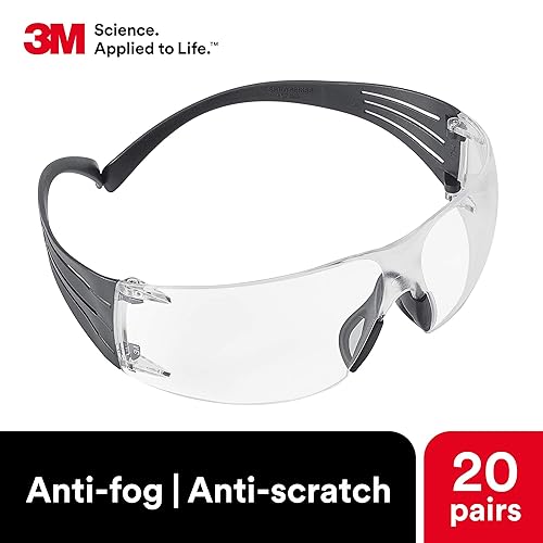 Miniatura 4 de 3M Gafas de seguridad, SecureFit, paquete de 20, ANSI Z87, lente transparente antivaho y marco transparente, patillas flexibles, pómulos altos,