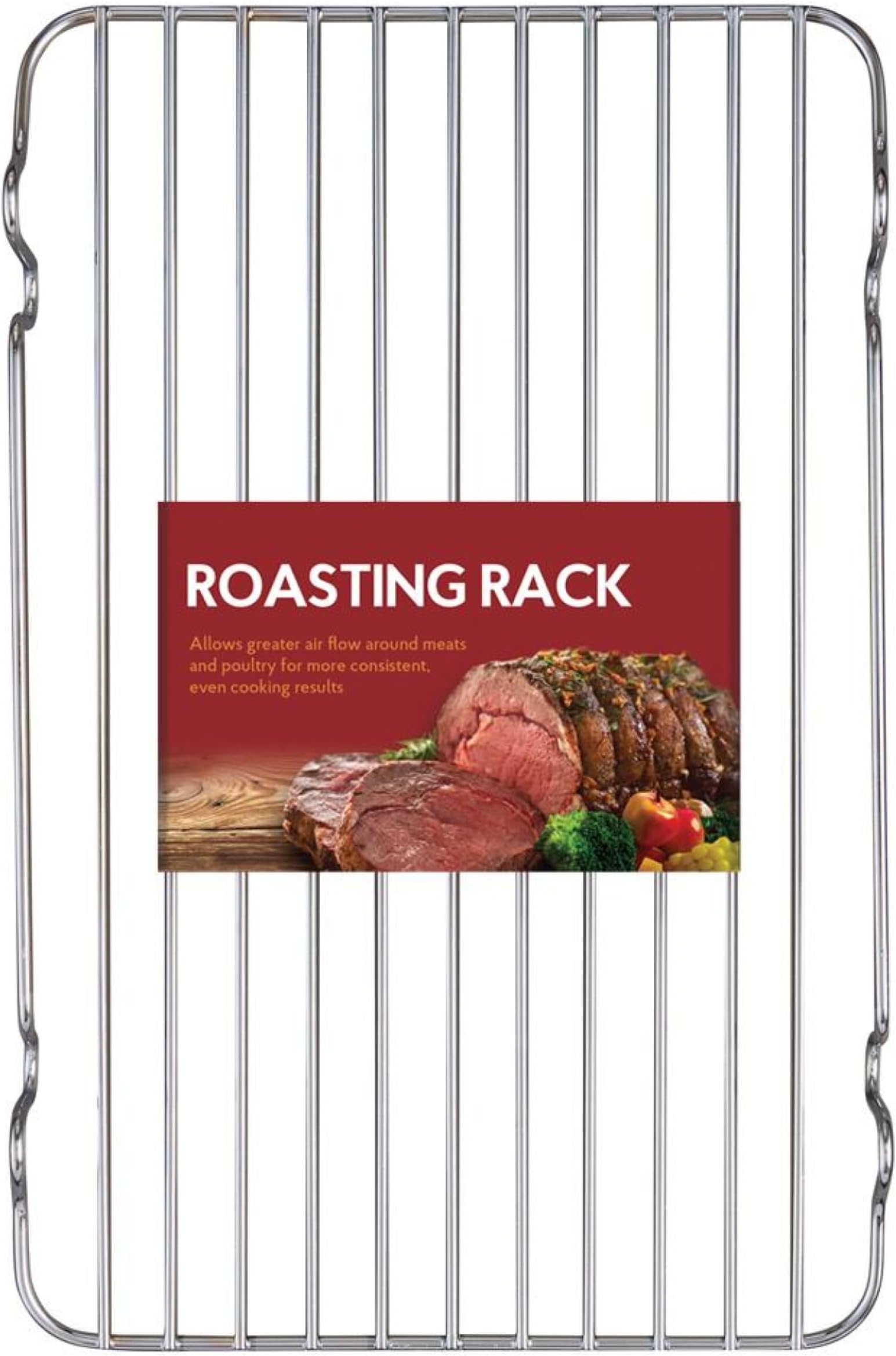 HIC Kitchen Roasting Baking Broiler Rack, Chrome-Plated Steel, Holds Smaller Food Securely, 12 x 7.75 x 1.5-Inches