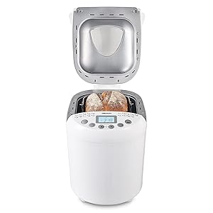 MEDION Amasadora de pan (MD11011) 550W, robot de cocina para preparar pan con capacidad para 1 kg, robot con 19 programas, 3 niveles de tostado y conservación del calor