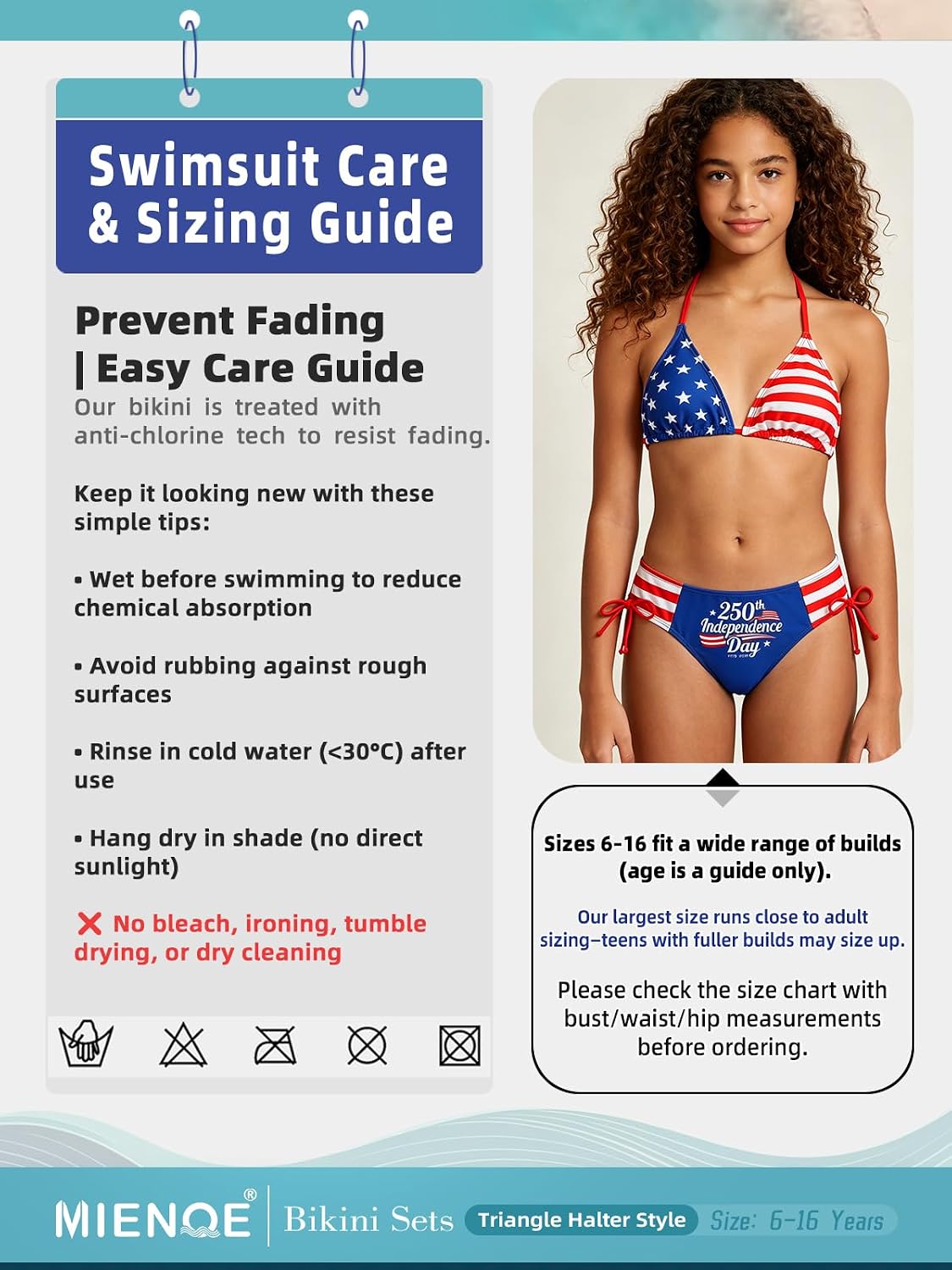 Teen Girls Swimsuits Two Piece Sets with Chest Pad Backless Halter Bikini Cute Brief Bathing Suit