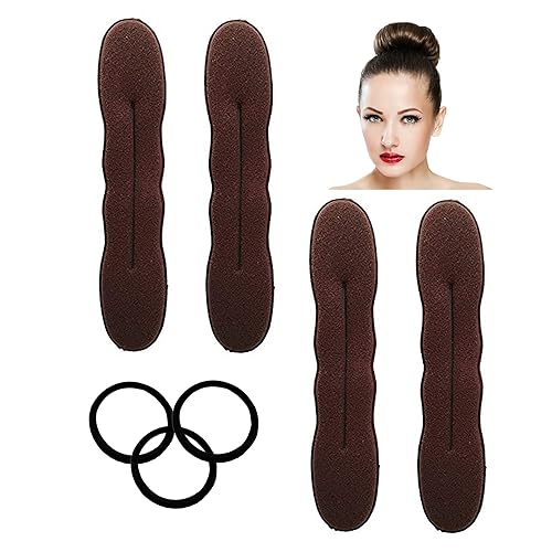 Styla Hair Brunette - 4 accesorios para hacer moños para el cabello, moldeador de esponja de espuma grande para moños fáciles, moños de ballet, giro