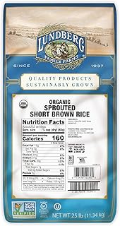 Lundberg Family Farms - Organic Sprouted Short Brown Rice, Germinated, Nutty Flavor, Bulk Rice, 30-Minute Cook Time, 100% ...