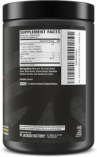 Miniatura 7 de Jacked Factory EAA Surge - Aminoácidos esenciales en polvo – Suplemento de entrenamiento intra EAAS y BCAA con L-citrulina, taurina y más para