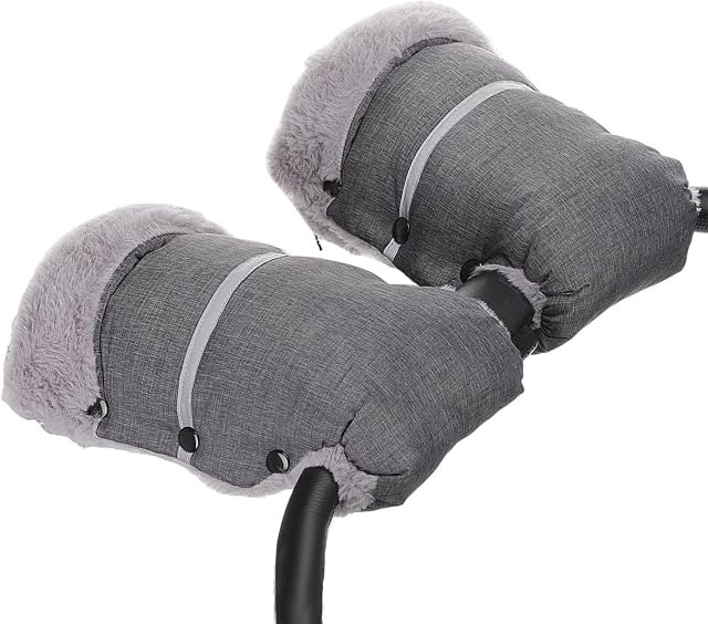 AUPOWER Handmuffs, Stroller Pram Hand Muff Waterproof and Windproof Anti-Freeze Fleece Lined Gloves Universal Hand Warmer for Buggy Pushchair Trailer Bicycle.Grey