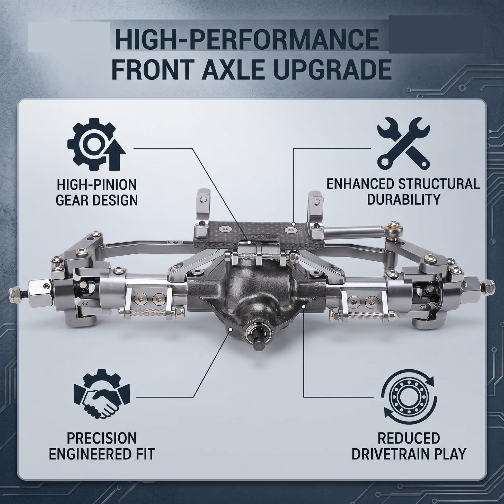 Tonysa Assale Anteriore per Axial SCX10, Ingranaggio a Pignone Alto
