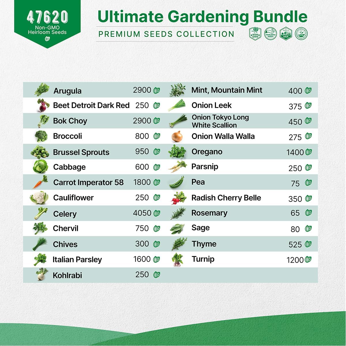 Organo Republic 25 Winter Vegetable & Herb and 22 Lettuce Seeds Variety Pack Bundle, 47,500+ Non-GMO Heirloom Garden Seeds for Planting Vegetables, Herb and Lettuce