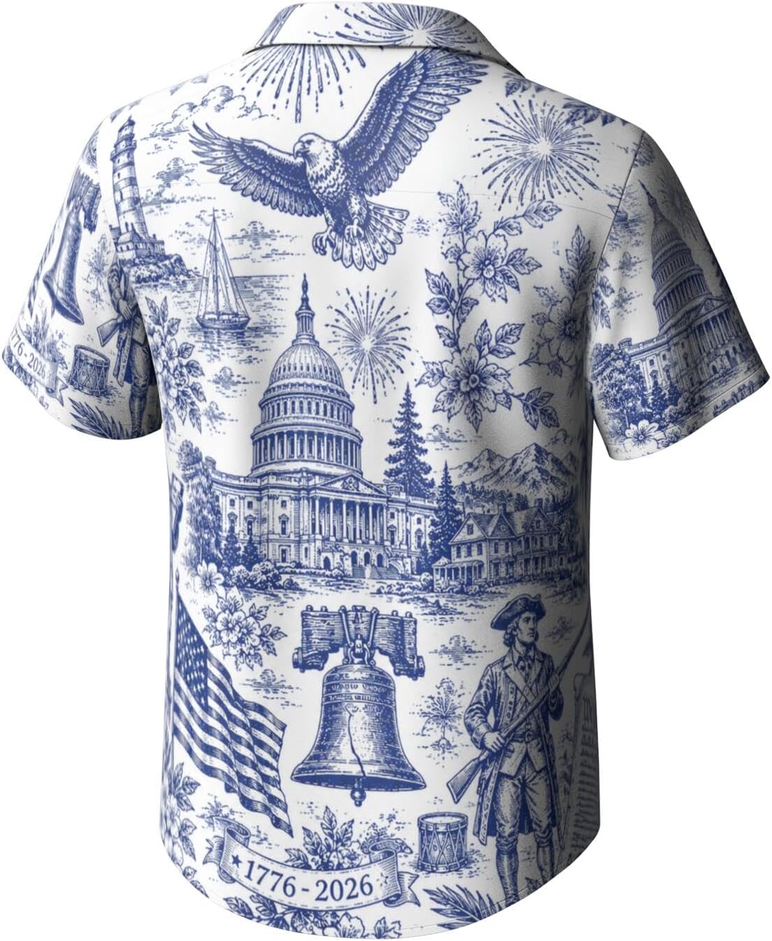 Mens American 250th Anniversary Hawaiian Shirt 4th of July Button Down T-Shirts 1776-2026 Holiday Short Sleeve