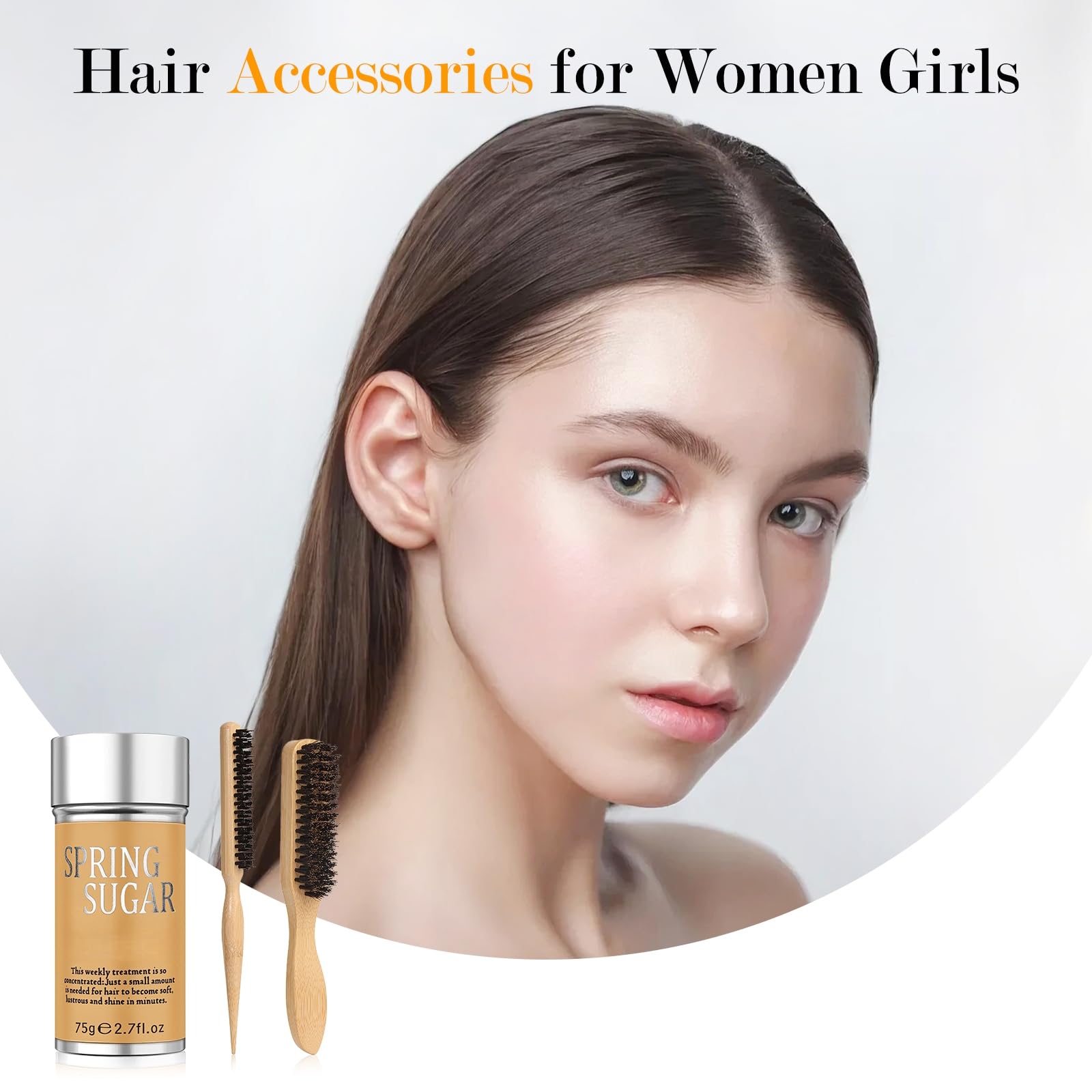 Slick Back Bâton de cire pour cheveux et brosse en poils de sanglier – Contrôle des bords et dompteur Flyaway pour tous les types de cheveux, styles élégants, queues de cheval, chignons et cheveux de