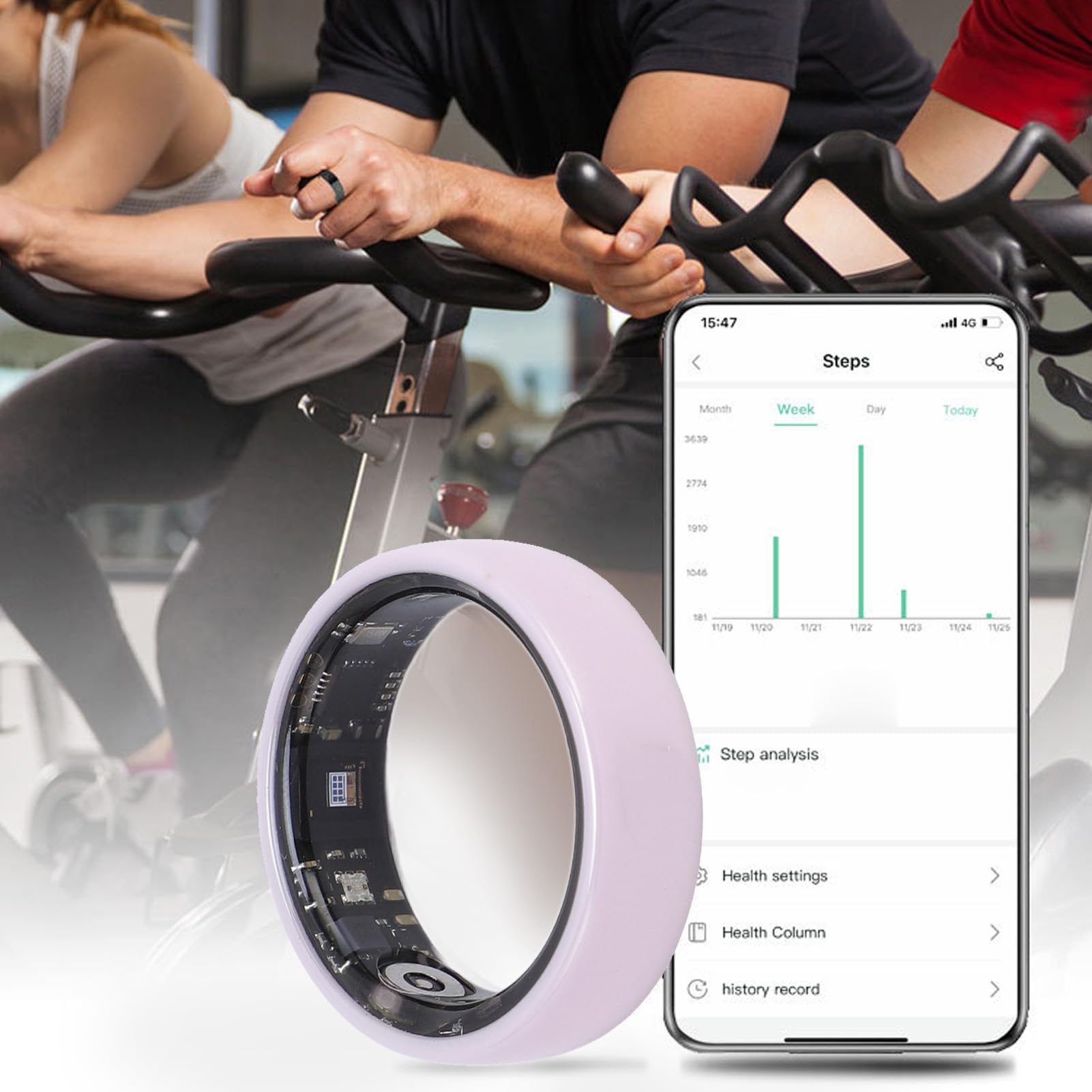 Annadue NFC Smart Ring Health Tracker para Hombres y Mujeres, Anillo de Seguimiento de Pasos Preciso con Múltiples Modos Deportivos, Resistencia Al Agua IP68, Carga Magnética, 20 MAh (7)