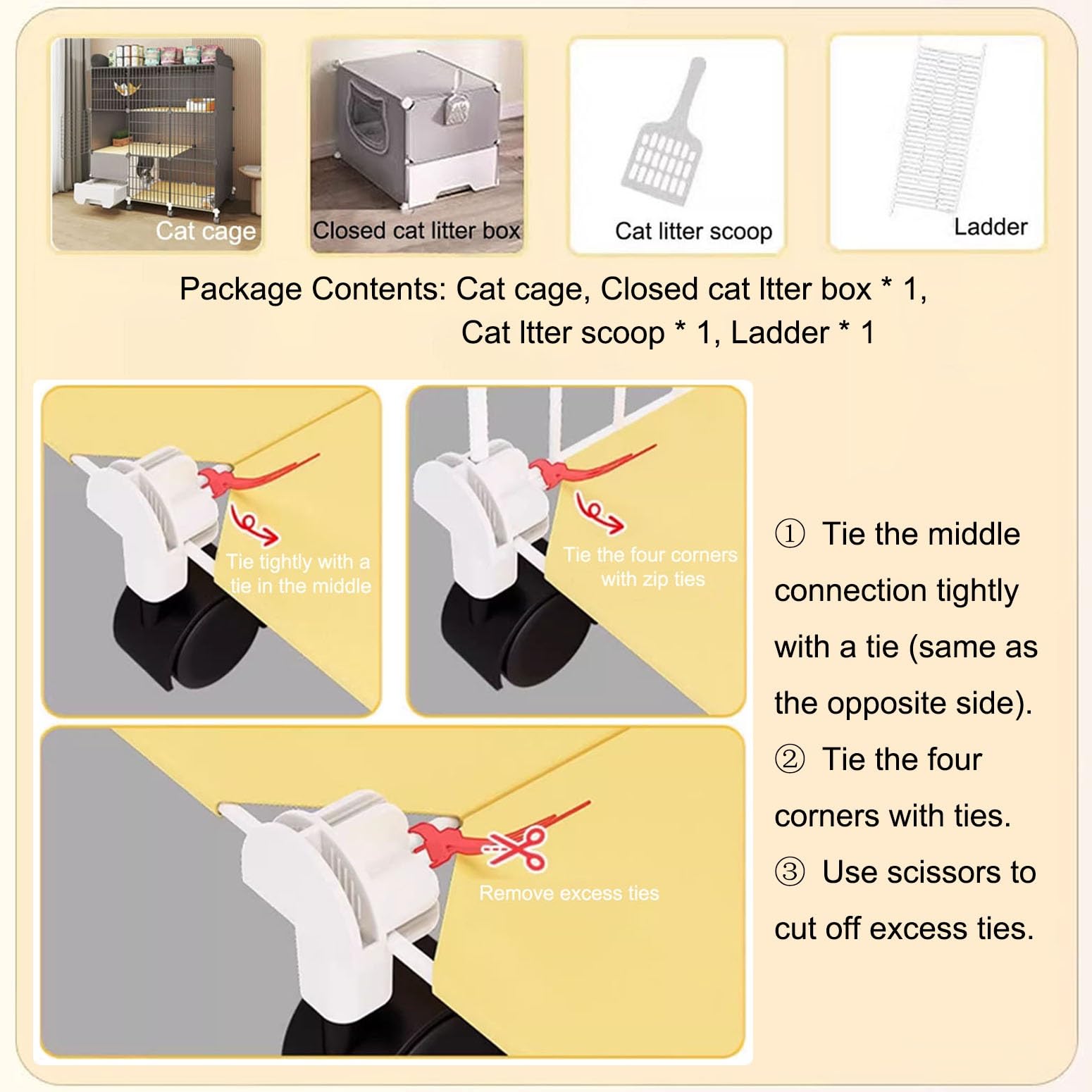 Enclos pour Chat Intérieur avec Balcon, Roulettes, Bac à Litière, Espace D'extension et Nettoyage Facile (75x39x89 cm)