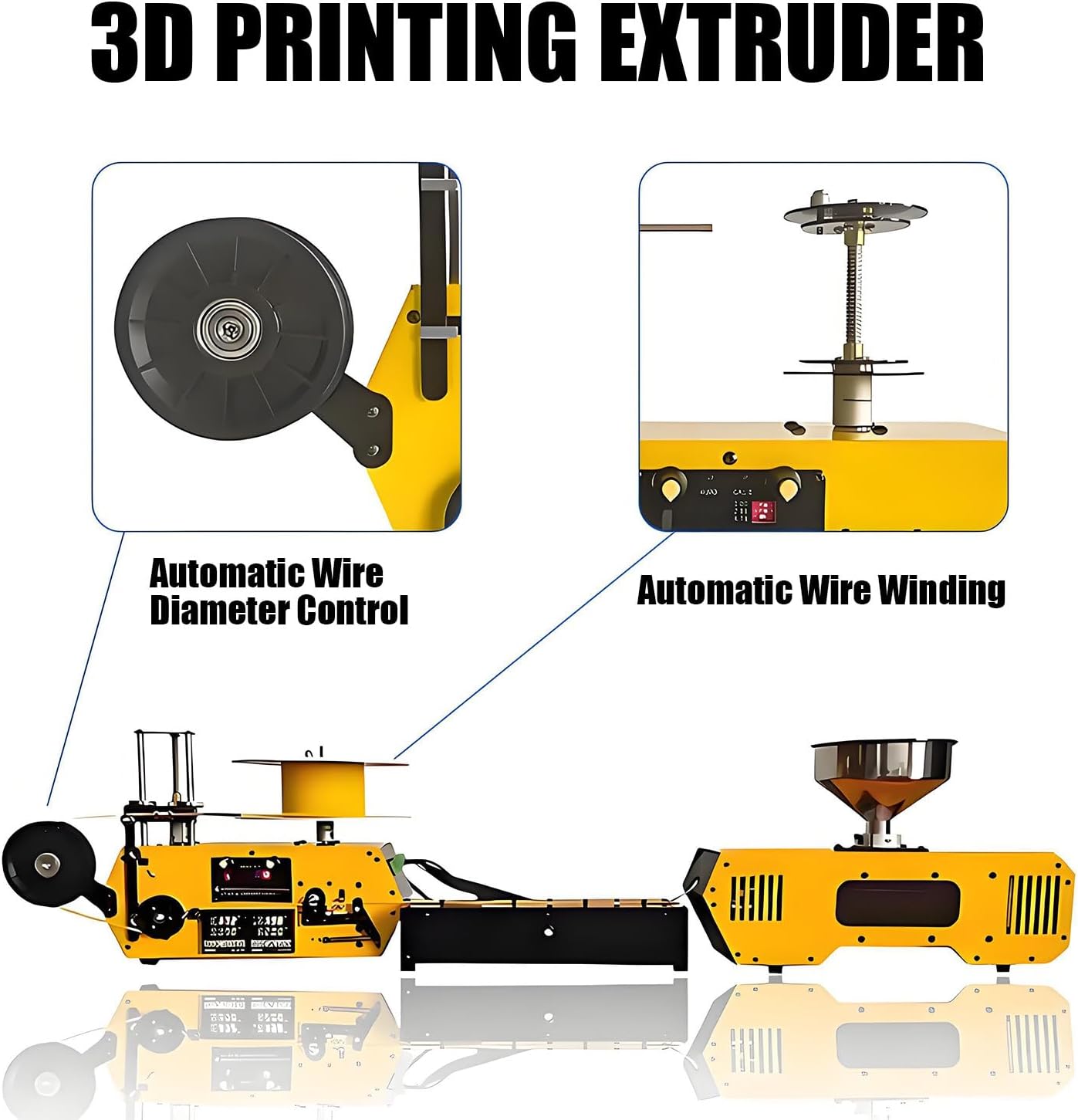 Desktop Filament Maker Machine, 3D Filament Recycler Machine, Three Adjustable Wire Diameters, Room Temperature - 400℃ Adjustable, 500g/H Output, for Various Composite Materials