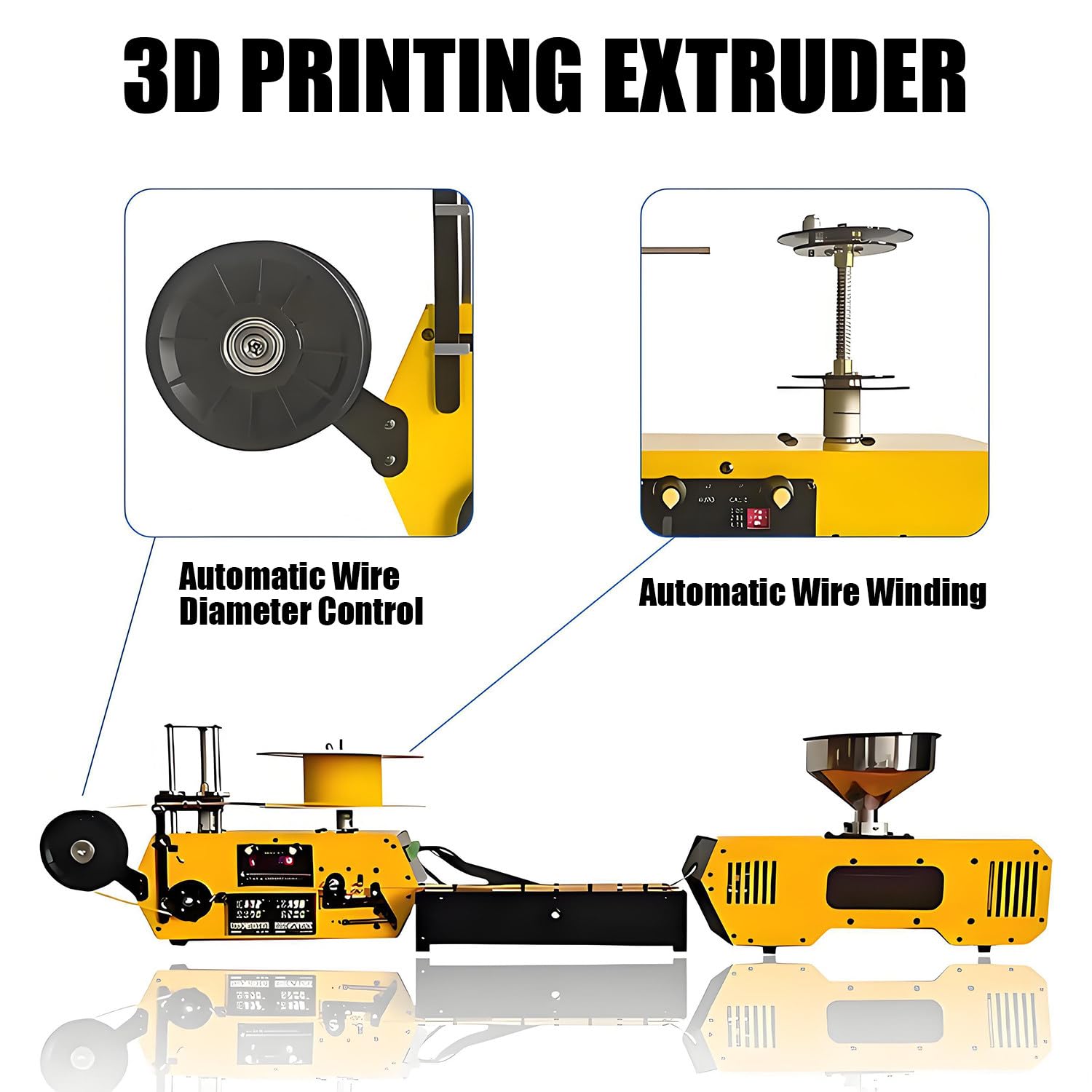 3D-Drucker-Filament-Recycler, verstellbarer Durchmesser, Extrusion mit Wicklung für Heimwerker und professionellen Einsatz