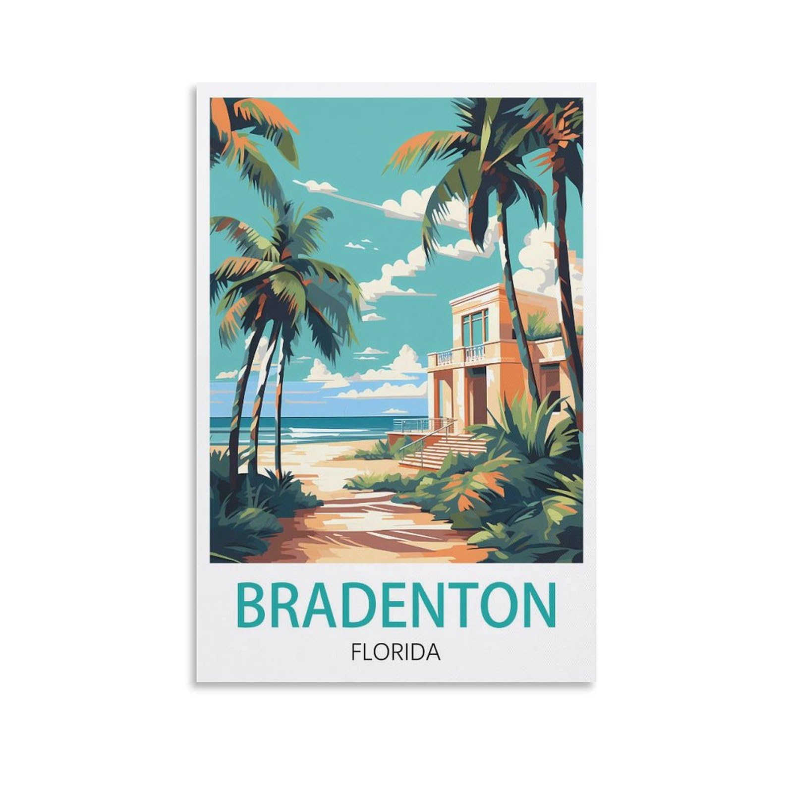 Orbana Unframe-Style Bradenton Florida Vintage Travel Posters 08X12inch(20X30cm) Canvas Print For Living Room, Bedroom, Dorm, Home, Office Wall Decoration