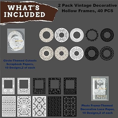 Miniatura 3 de Diuhofart - Paquete de suministros de álbumes de recortes, 40 unidades, varios patrones, recortes, papel de álbum de recortes de encaje, para