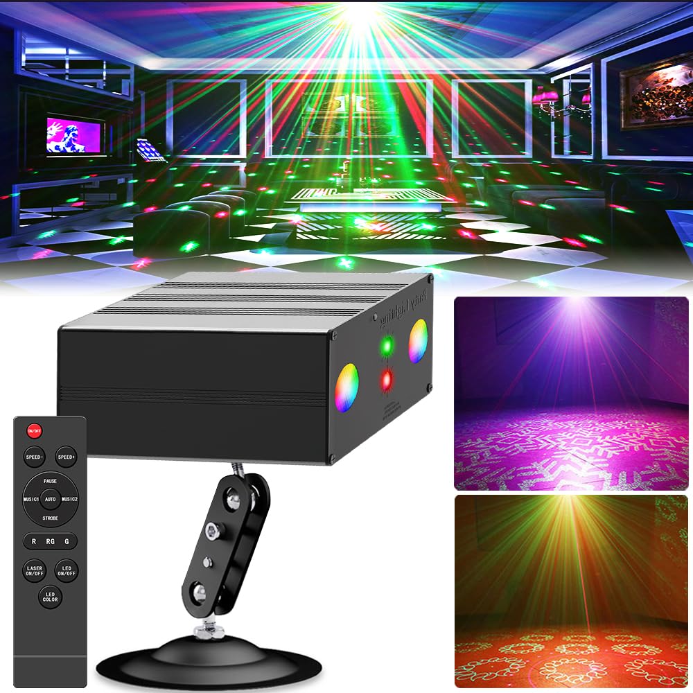 Party lights Strobe Stage Lights Disco DJ Lights Sound Activated with Remote Control Projection Effect for Karaoke KTV Club Parties Wedding Bar Festivals Stage Birthday Dancing Christmas