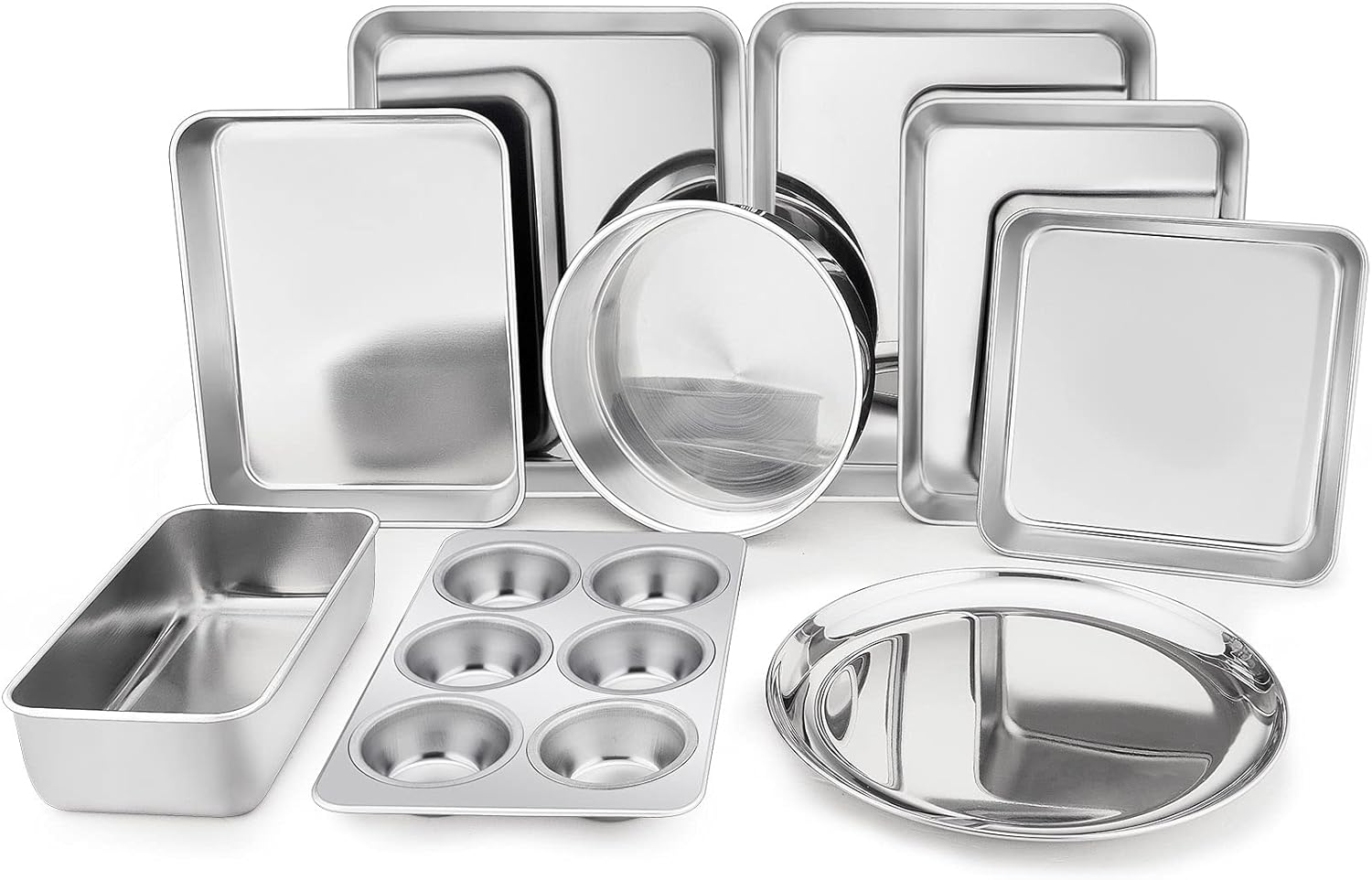 TeamFar Bakeware Special sale item Set 9-Piece Oven SteelToaster Genuine Stainless Baking