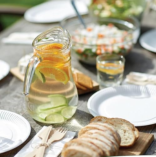 Miniatura 5 de Platos de papel desechables de 9 pulgadas, 500 unidades, platos de papel a granel para microondas blancos y sin revestimiento, perfectos para