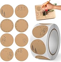 Wreath Sticker Roll Self Adhesive Gift Tags Round Hand Write Stickers Gift Stickers for Jam Jars Gift Bags Envelopes A5