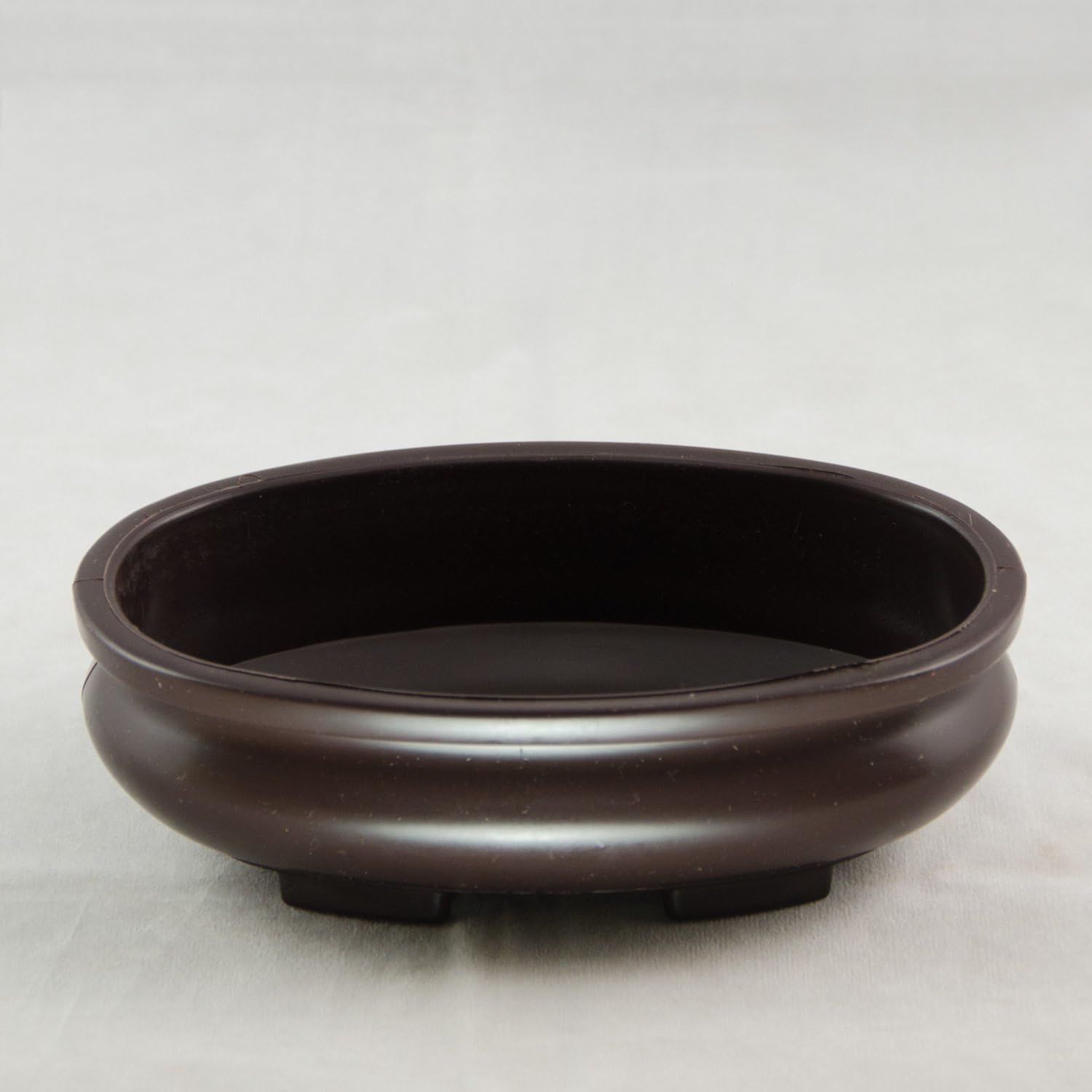 2 Sets Oval Heavy Duty Dark Brown Plastic Cactus & Succulent Planter, Bonsai Training Pot + Tray + Mesh - 7"x 4.5"x 2" (2xB-8+1021)