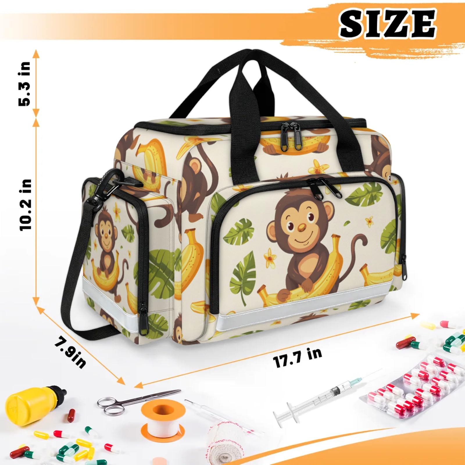 GzLeyigou First Aid Bags Empty, Forest Monkey Emergency Bag First Aid Kit Multiple Compartment Kit Carrier On Call Trauma Bag For Paramedics Emergency Medical Supplies Kit