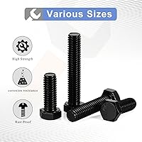 Vista 5 de Pernos de cabeza hexagonal de 1/2-13 x 5, rosca completa, perno de acero inoxidable 304(18-8), acabado negro, cantidad 2