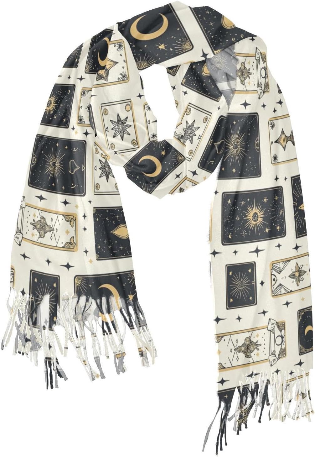 Winter Scarf for Women Star Moon Tarot Card Fashion Tassel Shawl Wraps for Women, Cold Weather Warm Womens Scarves Soft Long Scarf Gifts