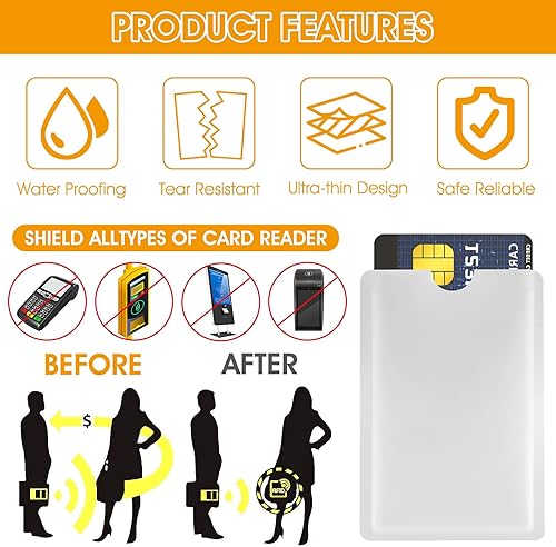 Miniatura 7 de Ouligay Juego de 10 fundas de bloqueo RFID, juego de soporte para tarjetas de crédito y protector de tarjeta de identidad