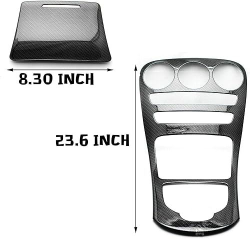 Miniatura 5 de x xotic tech Cubierta del marco del panel de palanca de cambios de la consola central, patrón de fibra de carbono, compatible con Mercedes Benz