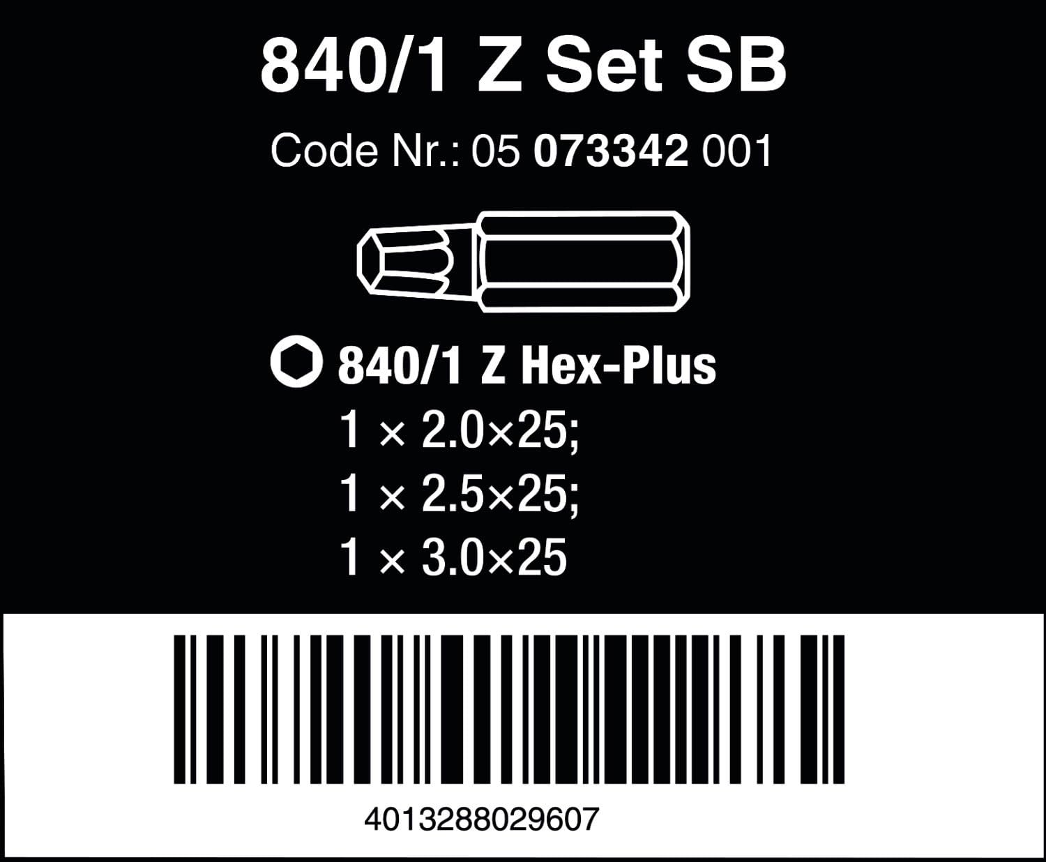 WERA 05073342001 840/1 Z Sets SB, 3 Pieces