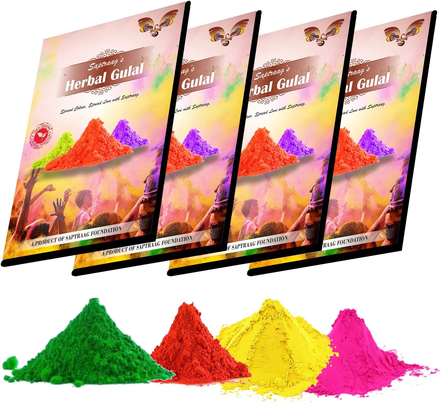 Saptraag 1000g Each Herbal Red Green Pink Yellow Gulal