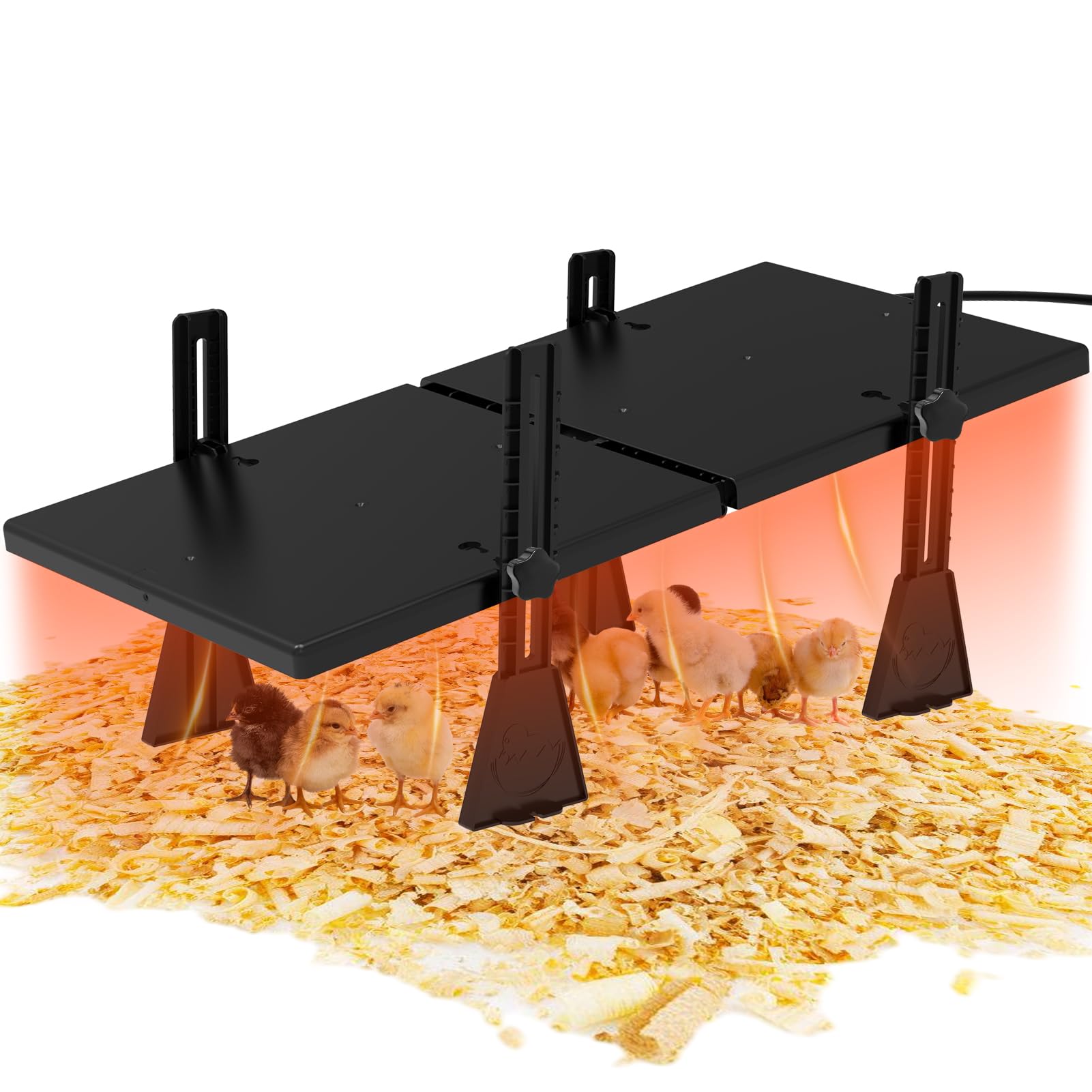 Large Brooder Heater for Chicks, 22.5" x 11.2" for up to 20 Chicks, Radiant Heat Waterproof Chick Brooder Heating Plate with Adjustable Height and Angle, 2 Heating Plate Brooder Chicks Warmer