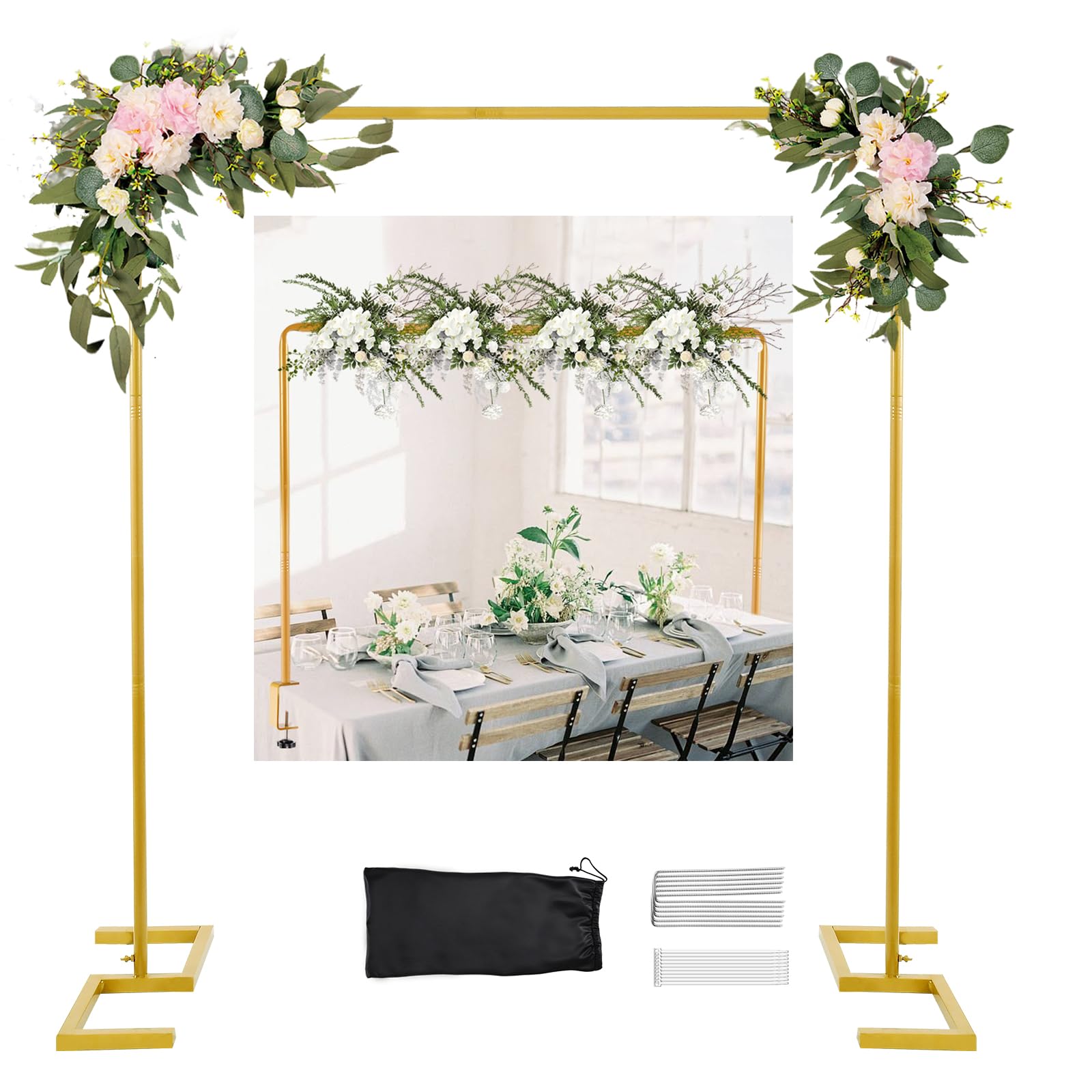 Photo 1 of ***************FOR PARTS ONLY- MISSING PIECES**************
8.2 FT Wedding Arch Rectangle Stand Square Backdrop Stand, Extra Clamps to Table Rod Stand, Adjustable Photo Booth Background Kit, Balloon Arch Stand for Valentines Day Birthday Baby Shower Decor