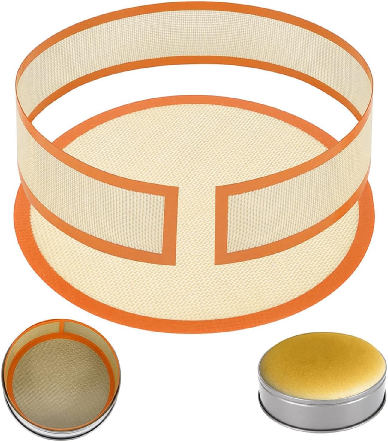 dPois 2 Pack Silicone Baking Mat for Springform Pan 9 inch,Cheesecake Pans Protector Mat,Easy Clean Orange One Size