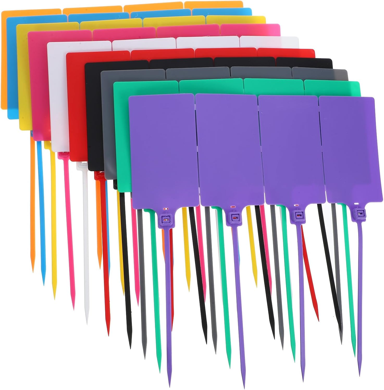 100pcs Mixed Color Plastic Shipping Tags with String 5.8x100mm Blank Labeling Cable Tags for Industrial Packaging and Shipping Supplies