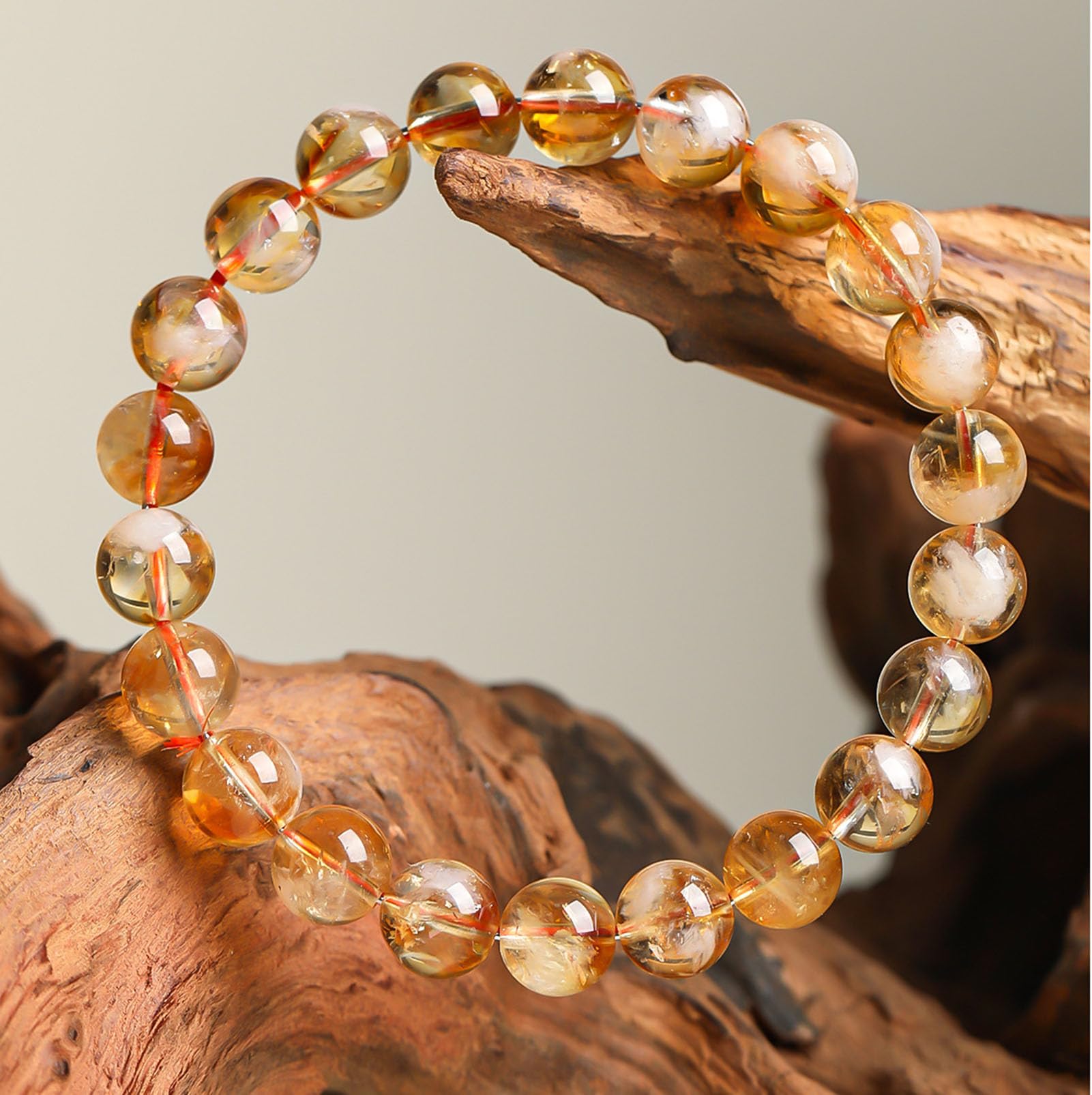Bracciale in cristallo citrino fatto a mano per donna, bracciale da uomo | Bracciale curativo con perline elasticizzate naturali, regalo energetico dei chakra per donne uomini lui in 7-11 mm