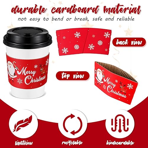 Miniatura 3 de Remerry Paquete de 125 Fundas de Papel Desechables para Tazas de Café Navideñas Xmas Santa Festividades Té Chocolate Caliente Cacao Fundas para