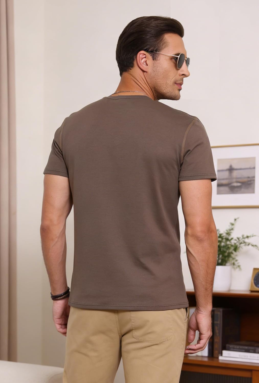 Aulemen Men's Henley Shirts Short Sleeve Casual Lightweight Slim Fit Basic Button T-Shirt with Pocket - Image 3