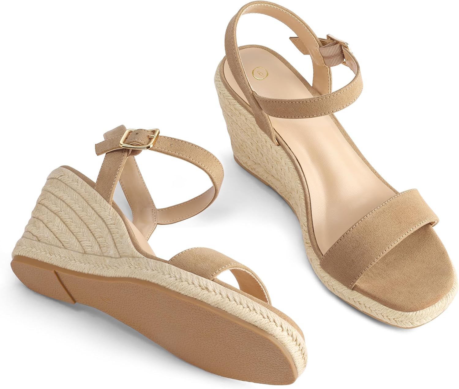 mysoft Women's Platform Espadrille Wedge Sandals Square Open Toe Ankle Strap Buckle Casual Summer Dressy Sandals - Image 5