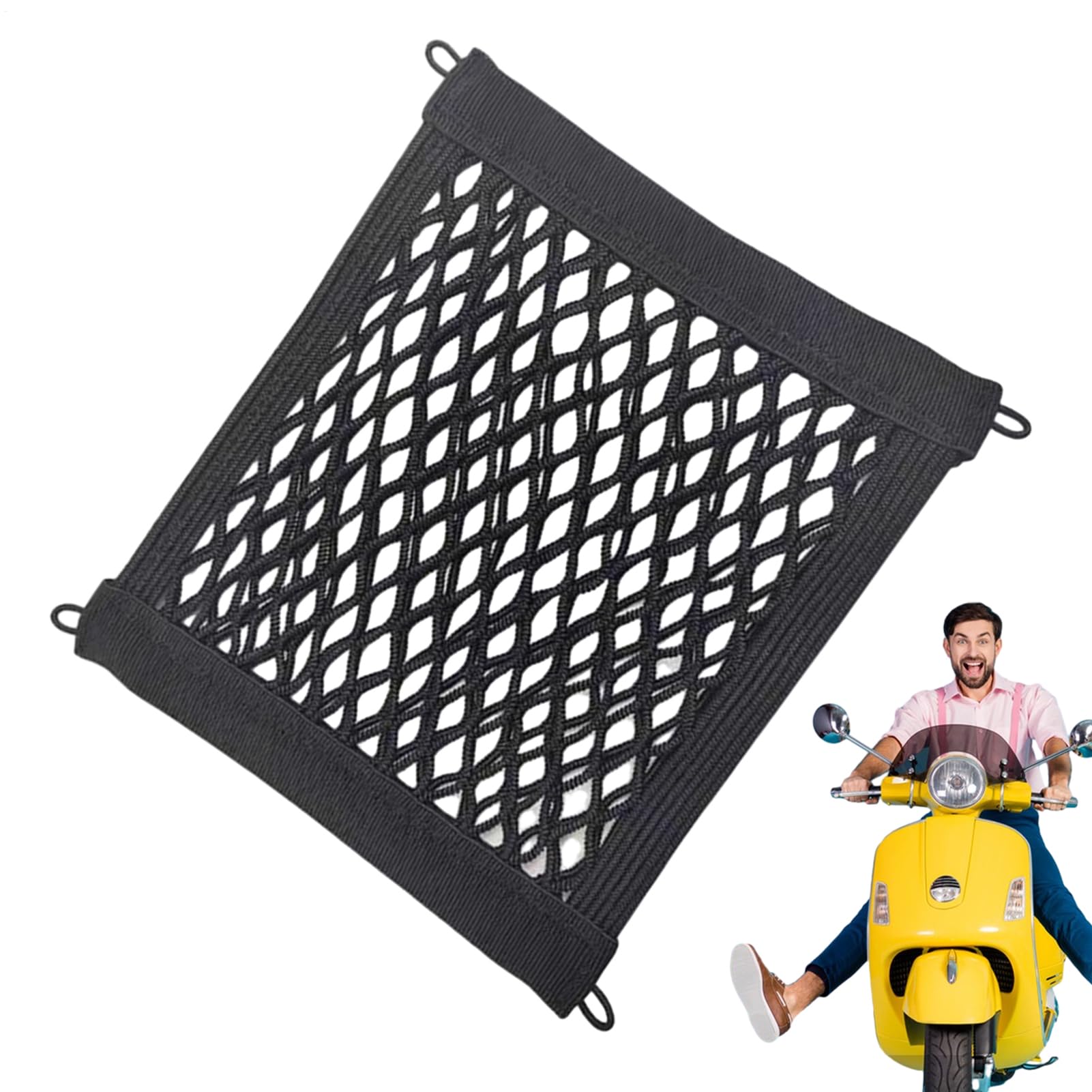 Scooter Cargo Net - High-Strength Elastic Storage Net, Sturdy Nylon Design, Easy Installation Organiser for Motorcycle Luggage, Helmet, Travel Equipment, Cargo Supplies, Daily Outdoors with the