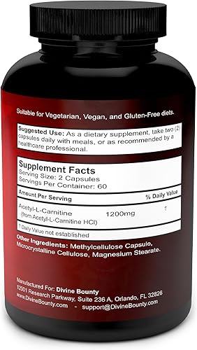Miniatura 2 de Acetil L-Carnitina Cápsulas 004 oz por porción - Suplemento de L Carnitina 120 Cápsulas vegetarianas 1
