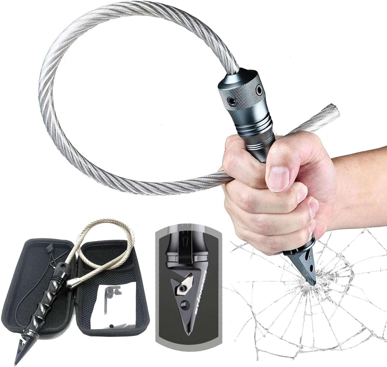 Emergency Car Escape Tool with Window Breaker and Seat Belt Cutter, Multifunctional Safety Window Breaking Tools Car Accessories -USGZ02 (73cm)