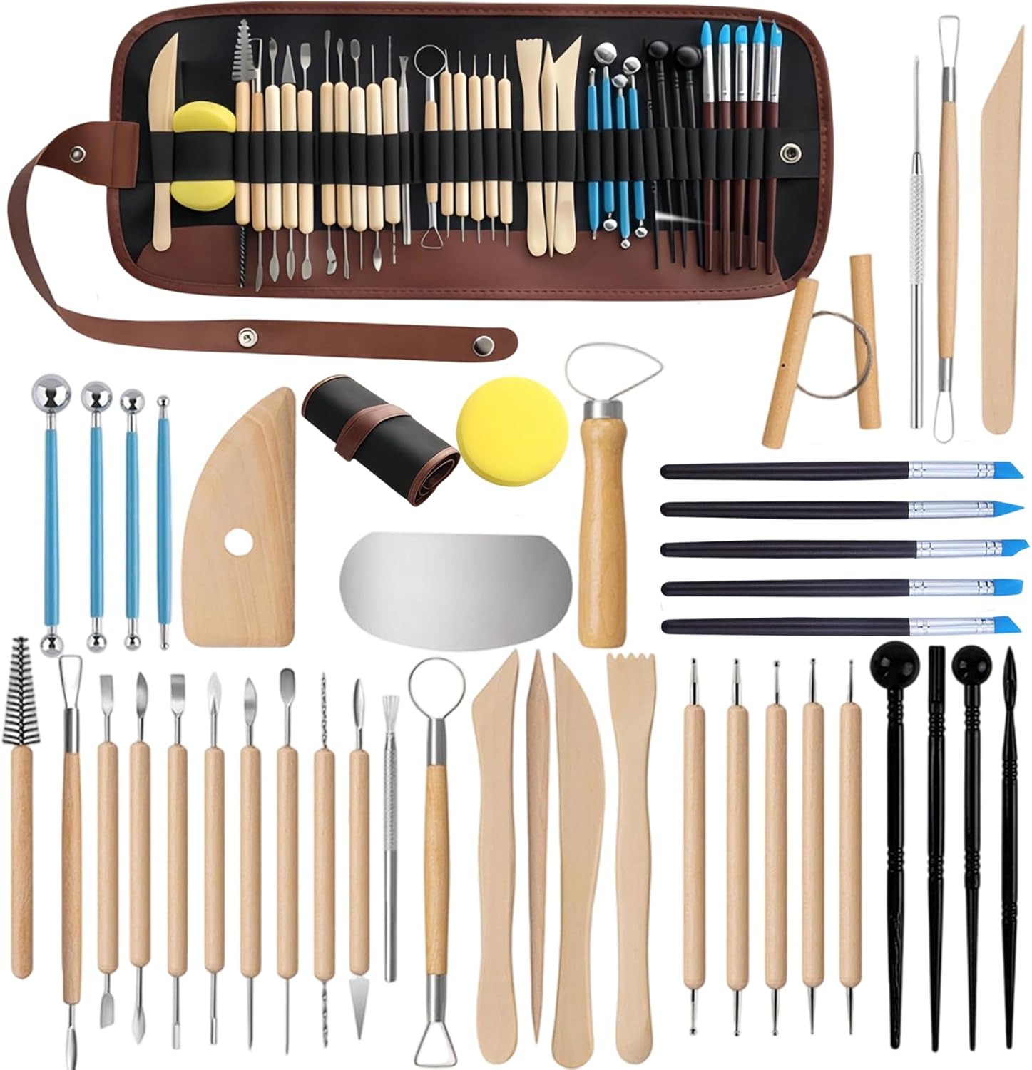 43 PCS Clay Tool, Clay Sculpting Tools Kit – Stainless Steel Pottery Tools with Storage Bag for Ceramics,Clay Art&DIY Crafting,Also for Beginners, Hobbyists, Artists
